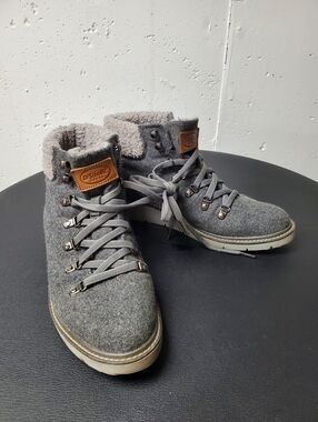 Dr. Scholl's Sentinel Gray Wool-Look Fabric Lace-Up Cozy Hiker Ankle boots  Sz 8
